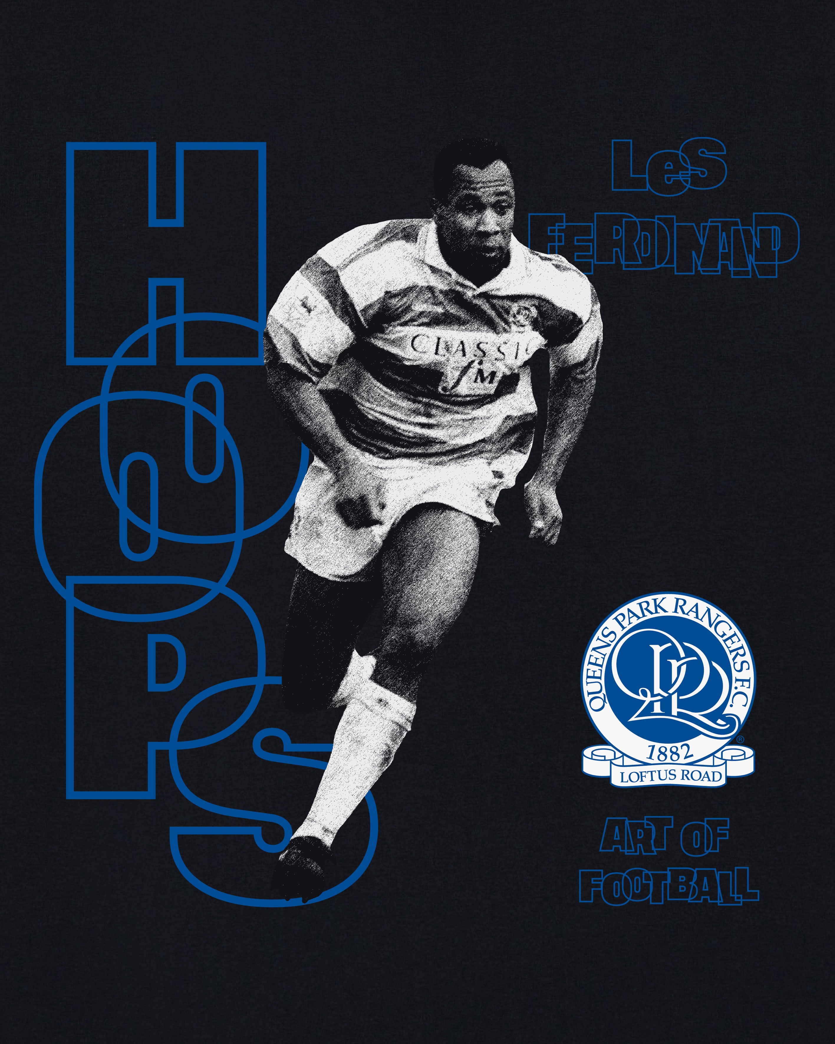 AOF x QPR Ferdinand Tee | Black Graphic T-shirt | Art of Football