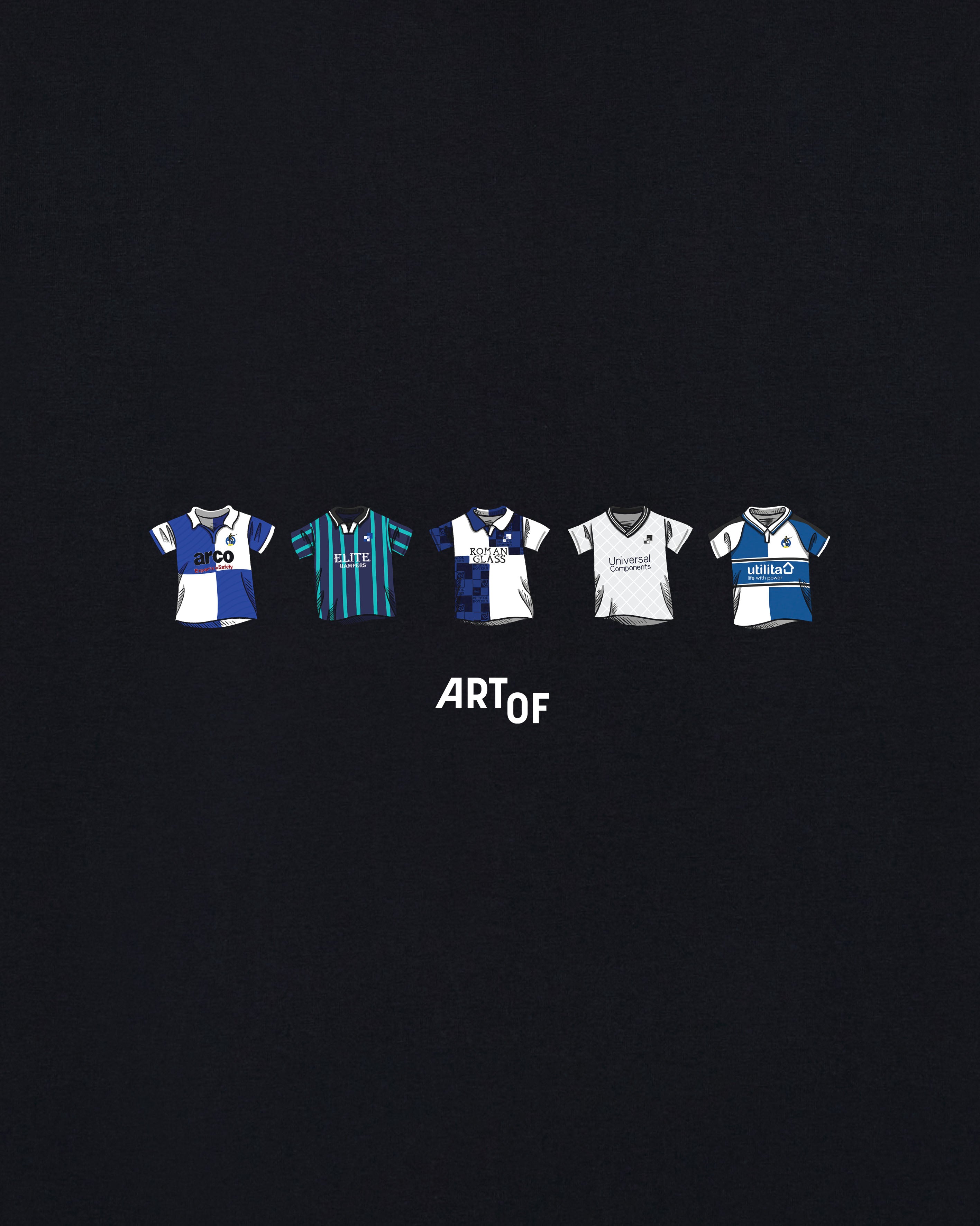 AOF Bristol Rovers Printed Classics Tee | ART OF Football Black Tee